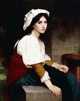 Adolphe William Bouguereau Collection: Italian Girl by a Fountain, 1870 (oil on canvas)