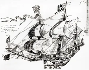 Jacques Cartiers ship, from Rarete des Indes sauvages, Codex canadiensis Jacques Cartiers ship, from Rarete des Indes sauvages, Codex canadiensis