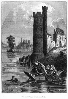 Adulteress Collection: Jean Buridan escaping from the Tower of Nesle, 2nd half 19th century (engraving