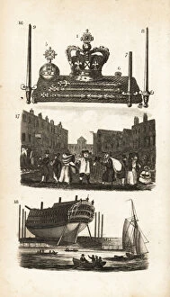 Ann And Jane Taylor Collection: The Jewel Office in the Tower of London, Rag Fair and Old Clothes and Ship Building