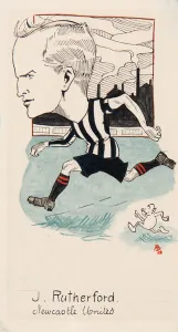 Jock Rutherford, Newcastle United, drawing for a set of cigarette cards Jock Rutherford, Newcastle United, drawing for a set of cigarette cards