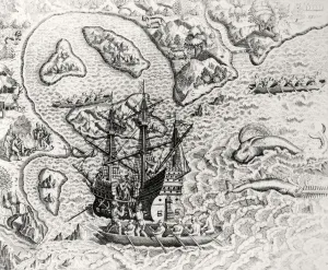 Johannes Staden arrives at an unknown island to find that the Portuguese are already Johannes Staden arrives at an unknown island to find that the Portuguese are already