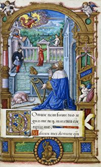 King David with a Harp, from a Book of Hours made for Francois I, c King David with a Harp, from a Book of Hours made for Francois I, c