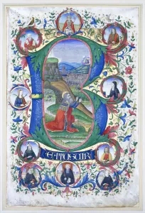 King David at prayer within a very large initial B King David at prayer within a very large initial B