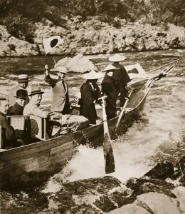King Edward VIII at the Rapids in Kyoto in Japan, 1922 (b/w photo) King Edward VIII at the Rapids in Kyoto in Japan, 1922 (b/w photo)