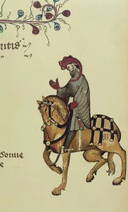 The Knight, facsimile detail from The Canterbury Tales, by Geoffrey Chaucer (c The Knight, facsimile detail from The Canterbury Tales, by Geoffrey Chaucer (c