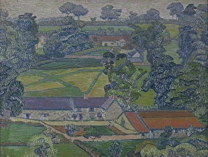 Ireland Collection: Landscape with Farmhouses, c. 1912-13 (oil on canvas)