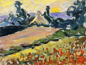 Landscape at Sunset; Paysage au Coucher du Soleil, (oil on panel) Landscape at Sunset; Paysage au Coucher du Soleil, (oil on panel)