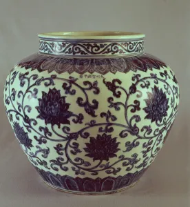 Large blue and white Ming vase with the Hsuan Te mark, 1426-35 (porcelain) Large blue and white Ming vase with the Hsuan Te mark, 1426-35 (porcelain)