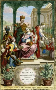Latin title-page (of the 1697 edition), 1697-1701 (hand-coloured engraving) Latin title-page (of the 1697 edition), 1697-1701 (hand-coloured engraving)