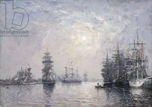 Le Havre, Eure Basin, Sailing Boats at Anchor, Sunset; Le Havre, Bassin de l'Eure Le Havre, Eure Basin, Sailing Boats at Anchor, Sunset; Le Havre, Bassin de l'Eure