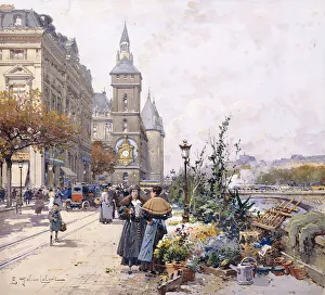 Le Quai aux Fleurs and Hotel, (gouache on paper) Le Quai aux Fleurs and Hotel, (gouache on paper)