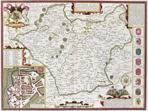 Leicester, engraved by Jodocus Hondius (1563-1612) from John Speeds Theatre Leicester, engraved by Jodocus Hondius (1563-1612) from John Speeds Theatre