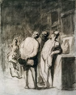 Realistic drawings Collection: Les trois connaisseurs. Dessin de Honore Daumier (1808-1879), art francais, realisme 19eme siecle