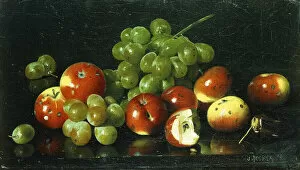 Images Dated 5th November 2011: Still Life with Crabapples and Grapes, (oil on canvas)