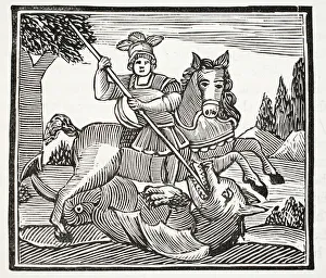 The Life and Death of St George, the Noble Champion of England, illustration from Chap-books of the Eighteenth Century The Life and Death of St George, the Noble Champion of England, illustration from Chap-books of the Eighteenth Century