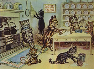 Cats Collection: The Little Miss Pussy Cats helping in the kitchen (colour litho)