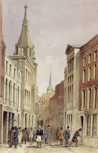 Lombard Street East, with St. Edmund the King, c.1850 (w/c) Lombard Street East, with St. Edmund the King, c.1850 (w/c)