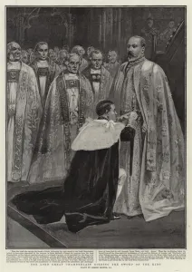 The Lord Great Chamberlain girding the Sword on the King (litho) The Lord Great Chamberlain girding the Sword on the King (litho)