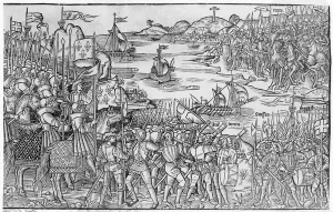 Louis IX of France disembarking at Damietta during the Seventh Crusade, from Grand Louis IX of France disembarking at Damietta during the Seventh Crusade, from Grand