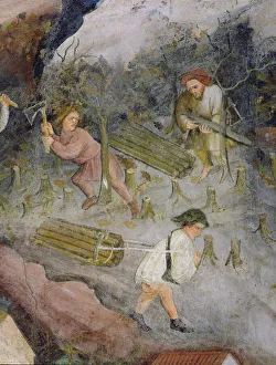 Lumberjacks at work. Felling trees in the forest (fresco) Lumberjacks at work. Felling trees in the forest (fresco)