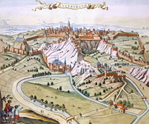 Luxembourg Collection: Luxembourg, the capital of the Duchy, 1649 (hand-coloured engraving)