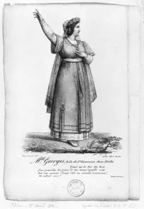 Mademoiselle George in the role of St. Genevieve from Act II, Scene 3 of 'Attila' Mademoiselle George in the role of St. Genevieve from Act II, Scene 3 of 'Attila'