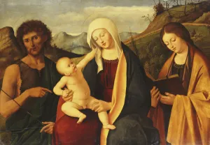The Madonna and Child, with Saint John the Baptist and a female Saint, (oil on panel) The Madonna and Child, with Saint John the Baptist and a female Saint, (oil on panel)