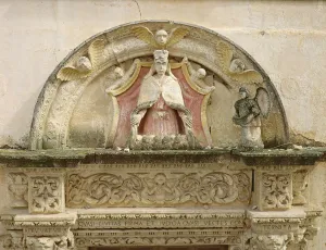 Madonna of the Misericordia, detail of the portal lunette (stone) Madonna of the Misericordia, detail of the portal lunette (stone)