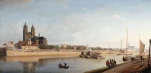 Magdeburg on the banks of the River Elbe - View from the East to the West Magdeburg on the banks of the River Elbe - View from the East to the West
