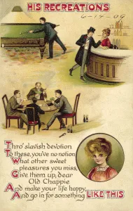Male recreations, before marriage (colour litho) Male recreations, before marriage (colour litho)
