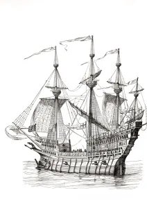 Man-of-War which carried King Henry VIII to the Field of Cloth of Gold, c.1880 (litho) Man-of-War which carried King Henry VIII to the Field of Cloth of Gold, c.1880 (litho)