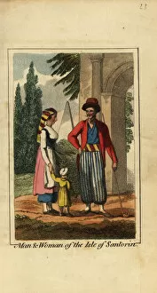 A Geographical Present Collection: Man and woman of the Isle of Santorini, Greece, 1818