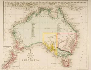 Map of Australia and New Zealand (coloured engraving) Map of Australia and New Zealand (coloured engraving)