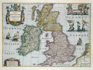 Map of Britain, 1631 (hand-coloured engraving) Map of Britain, 1631 (hand-coloured engraving)