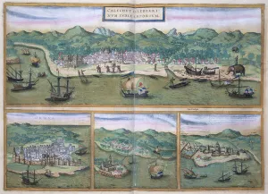 Map of Calicut, from Civitates Orbis Terrarum by Georg Braun (1541-1622 Map of Calicut, from Civitates Orbis Terrarum by Georg Braun (1541-1622