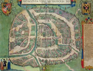 Map of Moscow, from Civitates Orbis Terrarum by Georg Braun (1541-1622 Map of Moscow, from Civitates Orbis Terrarum by Georg Braun (1541-1622