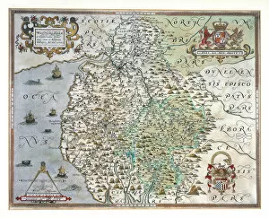 Cumberland Collection: A Map of Westmorland and Cumberland, 1576 (hand-coloured engraving)