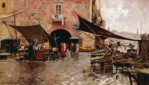 A Market Square Messina, (oil on canvas) A Market Square Messina, (oil on canvas)