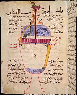 Al Jazari Collection: Mechanical device for pouring water, illustration from the Book of Knowledge
