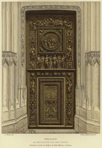 Medallion in wood carved by Jean Goujon in the door of the Church of Saint-Maclou Medallion in wood carved by Jean Goujon in the door of the Church of Saint-Maclou