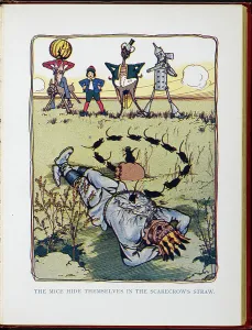 Classic Children's Literature Illustrations Prints: The mice hide themselves in the scarecrows straw