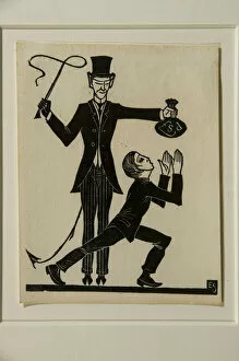 Eric Gill Collection: The Monkey and the Whip (woodcut)