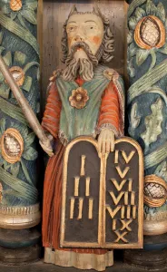 Moses, detail of the altarpiece (painted wood) Moses, detail of the altarpiece (painted wood)