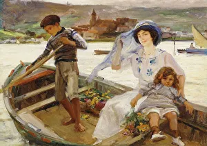 A Mother and Child being Ferried across a River with a Town Beyond, 1913 (oil on canvas) A Mother and Child being Ferried across a River with a Town Beyond, 1913 (oil on canvas)