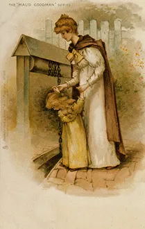 Mother and Daughter at the Well (colour litho) Mother and Daughter at the Well (colour litho)