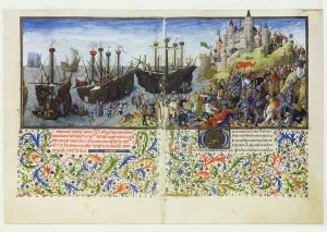 Ms 2617 The castle of the Amazons is besieged by Theseus, Duke of Athens, from La Teseida Ms 2617 The castle of the Amazons is besieged by Theseus, Duke of Athens, from La Teseida