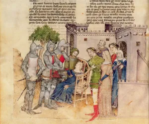 Ms Fr 343 fol. 59v The Death of Percival's Sister, from the Queste del Saint Graal, c Ms Fr 343 fol. 59v The Death of Percival's Sister, from the Queste del Saint Graal, c