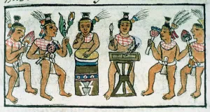 Ms Palat. 218-220 Book IX Aztec musicians from an account of Aztec crafts in Central Mexico Ms Palat. 218-220 Book IX Aztec musicians from an account of Aztec crafts in Central Mexico