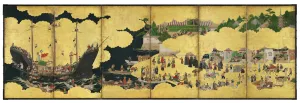 Nanban Six-Fold Screen Depicting the Arrival of a Portuguese Ship for Trade Nanban Six-Fold Screen Depicting the Arrival of a Portuguese Ship for Trade